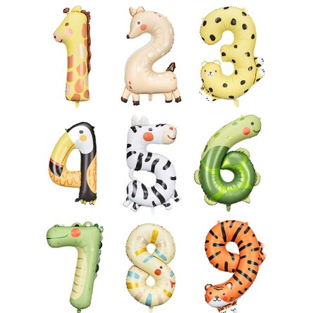 Number balloons for children - Animals