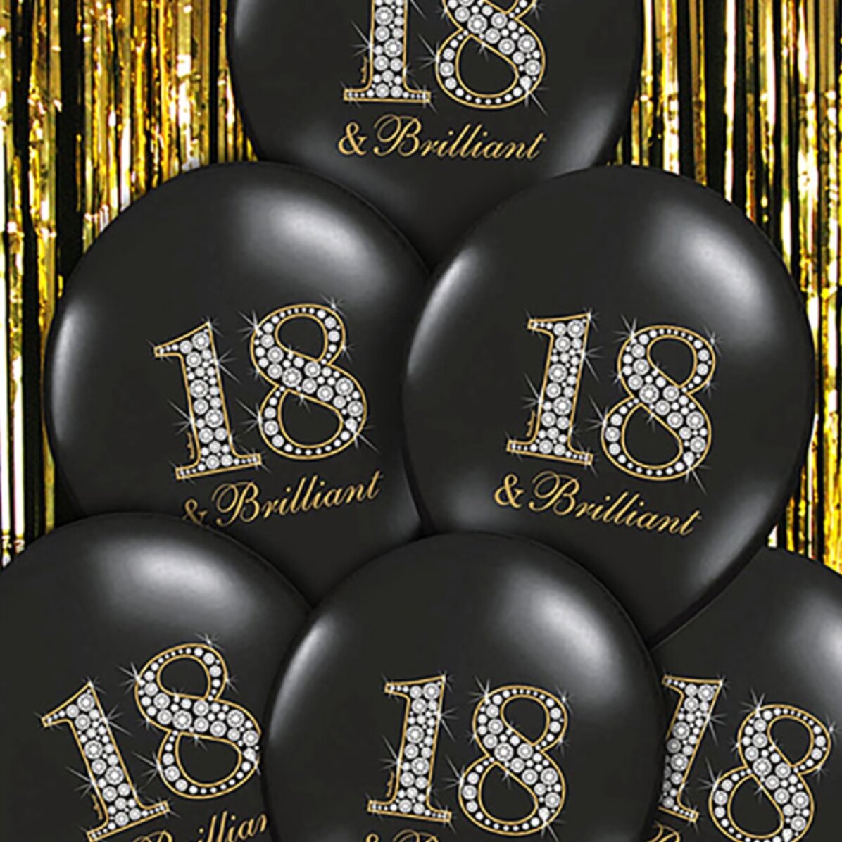 Zestaw 6 balonów urodzinowych z okazji pełnoletności – 18 & Brilliant