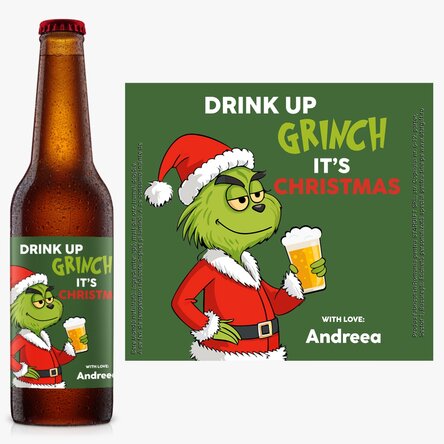 Personalised beer with text - Grinch