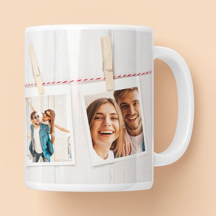 Spersonalizowany kubek z 3 zdjęciami w stylu polaroidowym