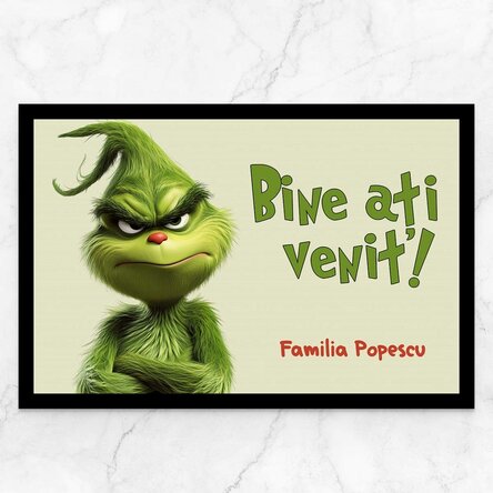 Personalised entrance mat with text - Grinch