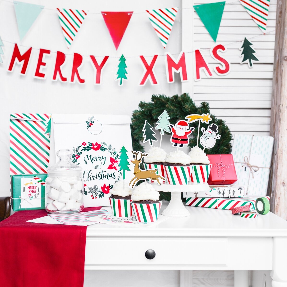 Zestaw 2 szt. papieru do pakowania prezentów „Merry Christmas”