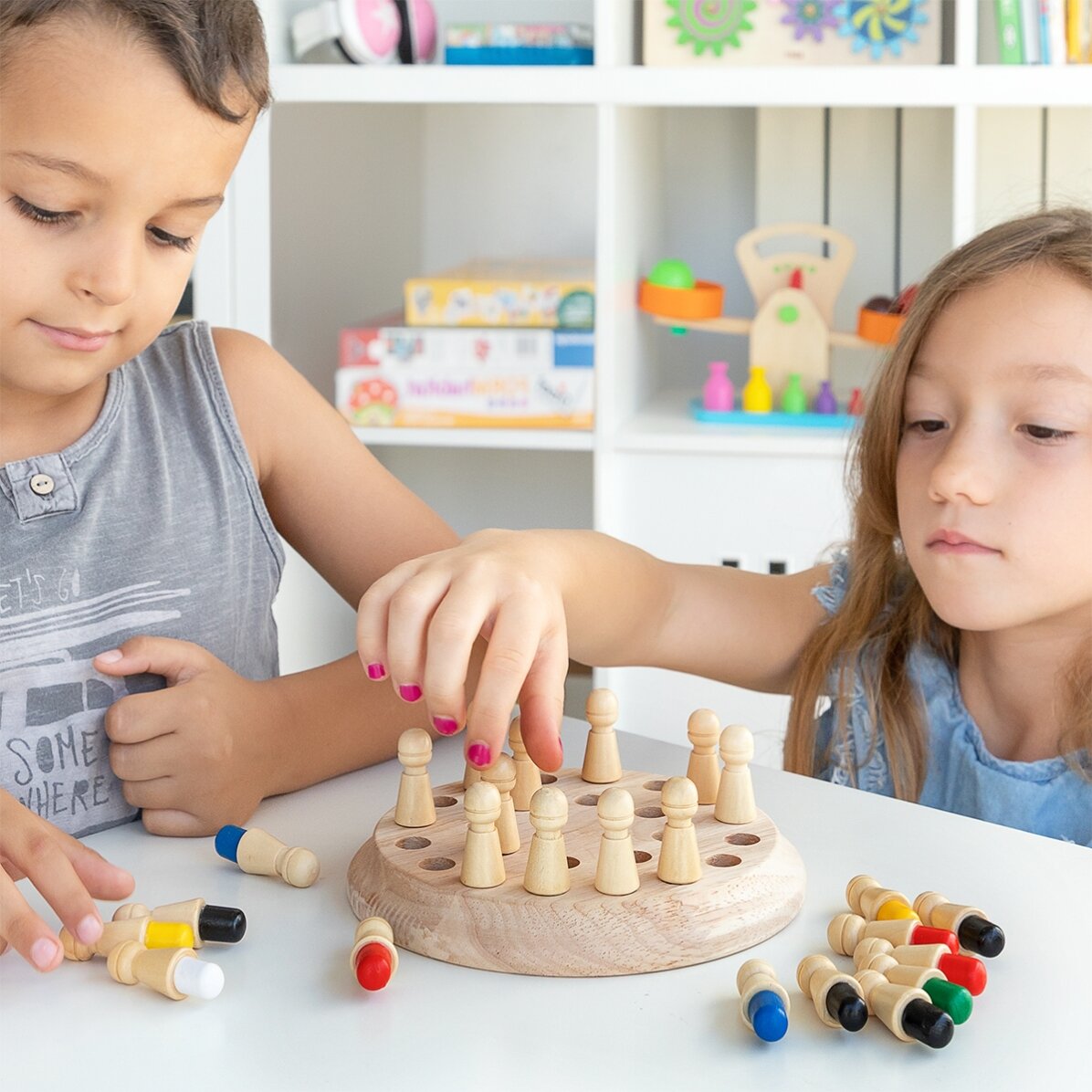 Wooden chess memory game