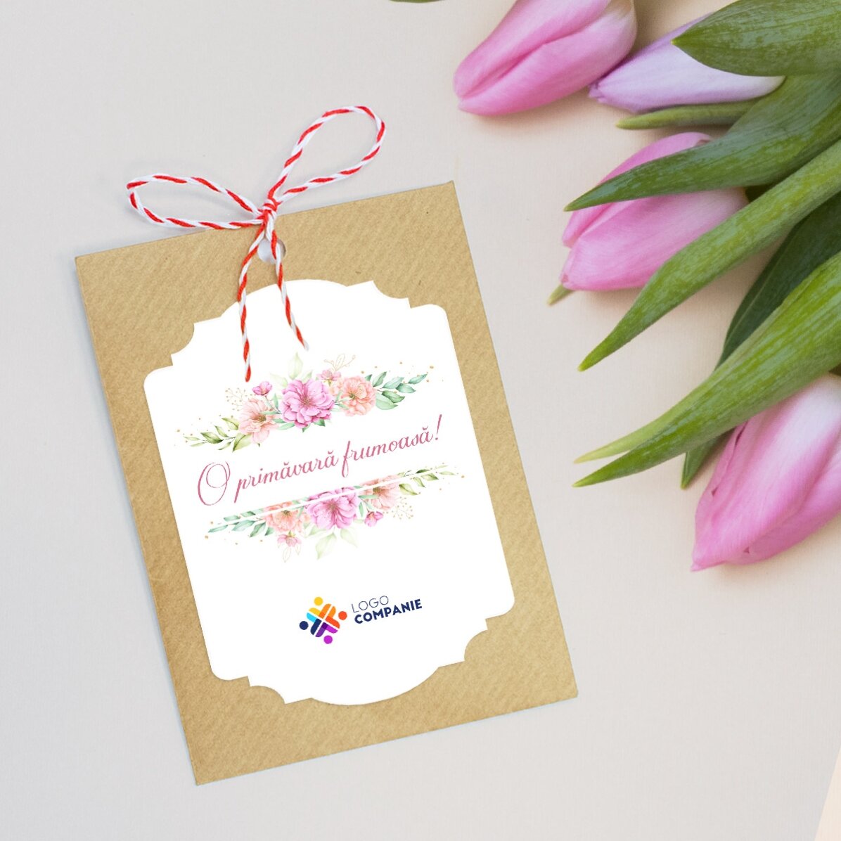 Spersonalizowany martisor do zasadzenia z logo i napisem – Pięknej wiosny!