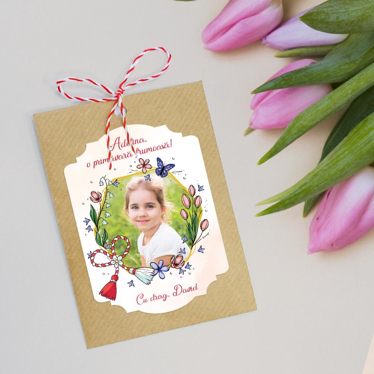 Spersonalizowany martisor do zasadzenia ze zdjęciem i wiadomością – Floricele