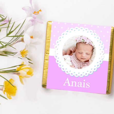 Personalised mini chocolate with photo and text - Christening favour