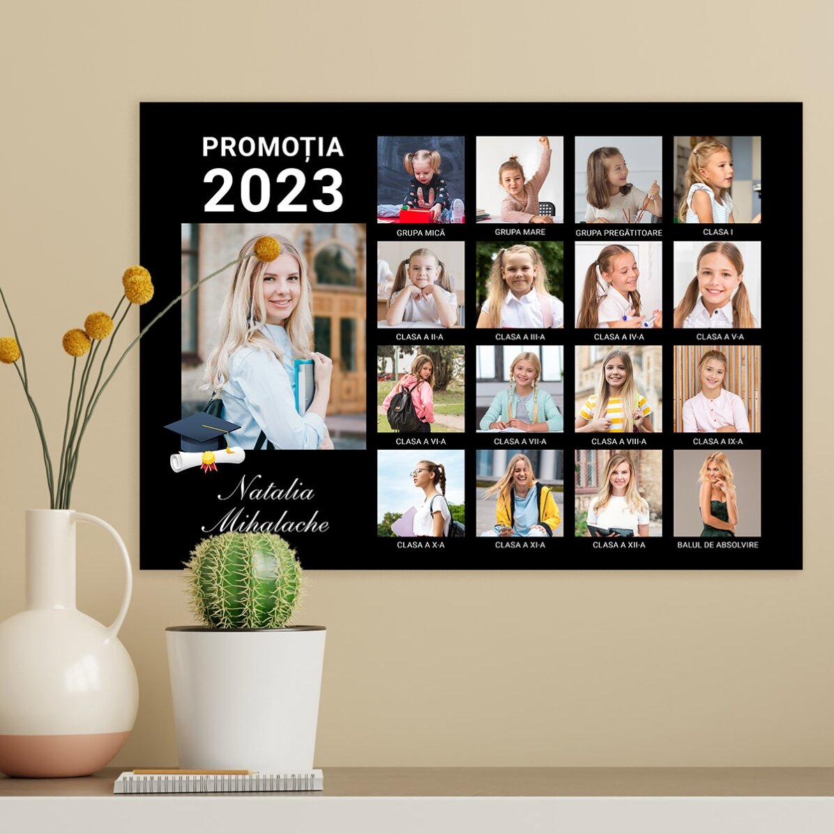 Spersonalizowany plakat z 17 zdjęciami i tekstem – Ukończenie szkoły