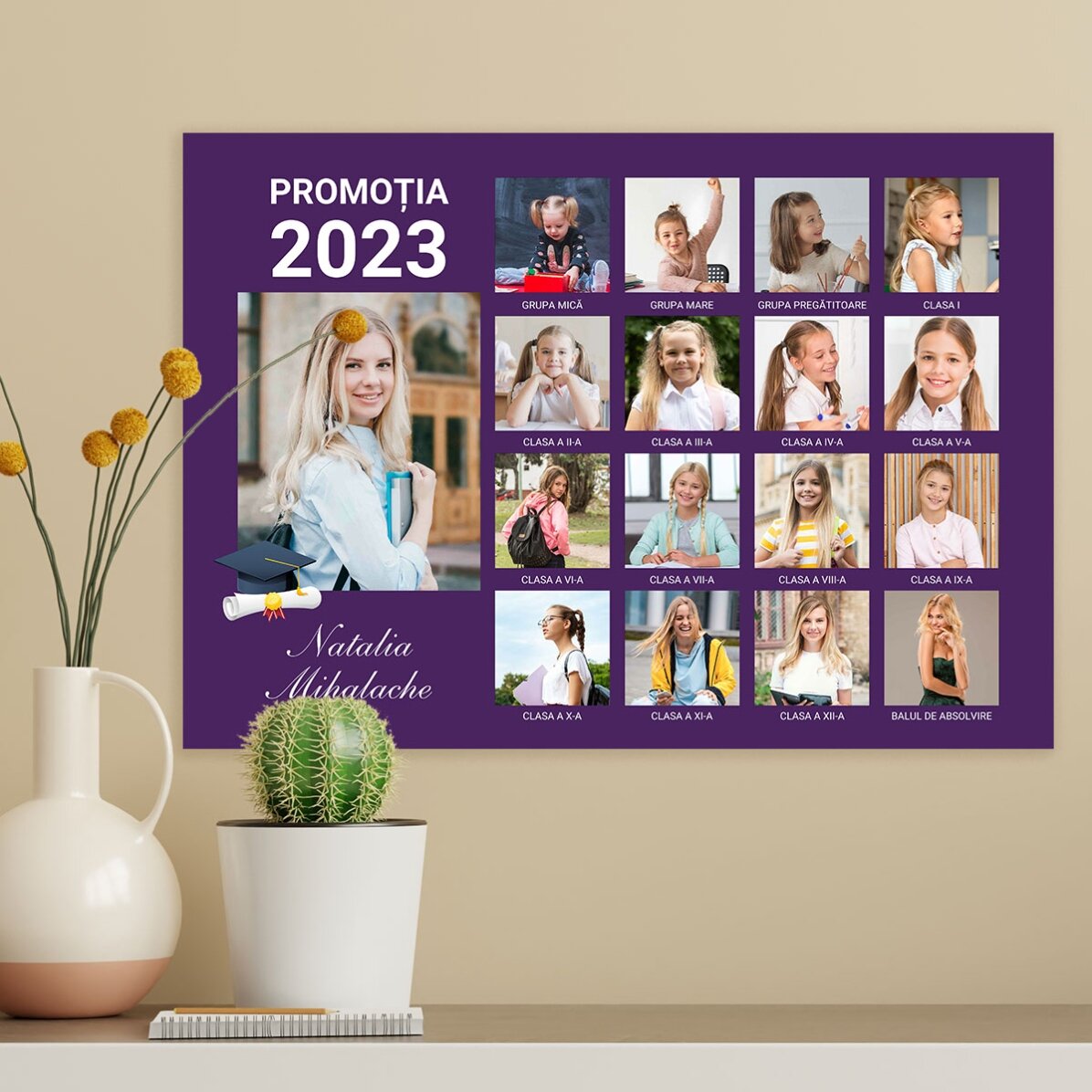 Spersonalizowany plakat z 17 zdjęciami i tekstem – Ukończenie szkoły
