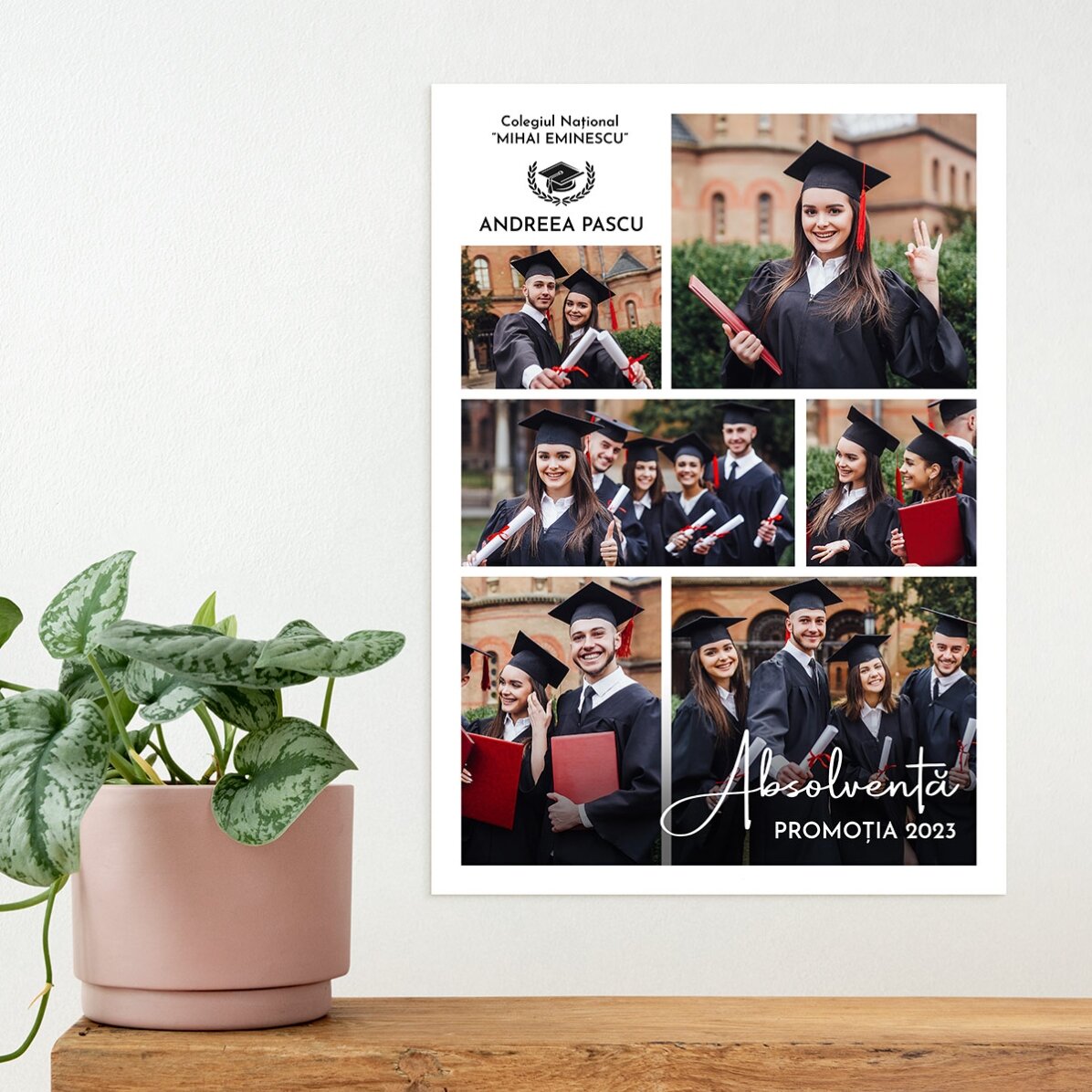 Spersonalizowany plakat z 6 zdjęciami i tekstem – Ukończenie szkoły