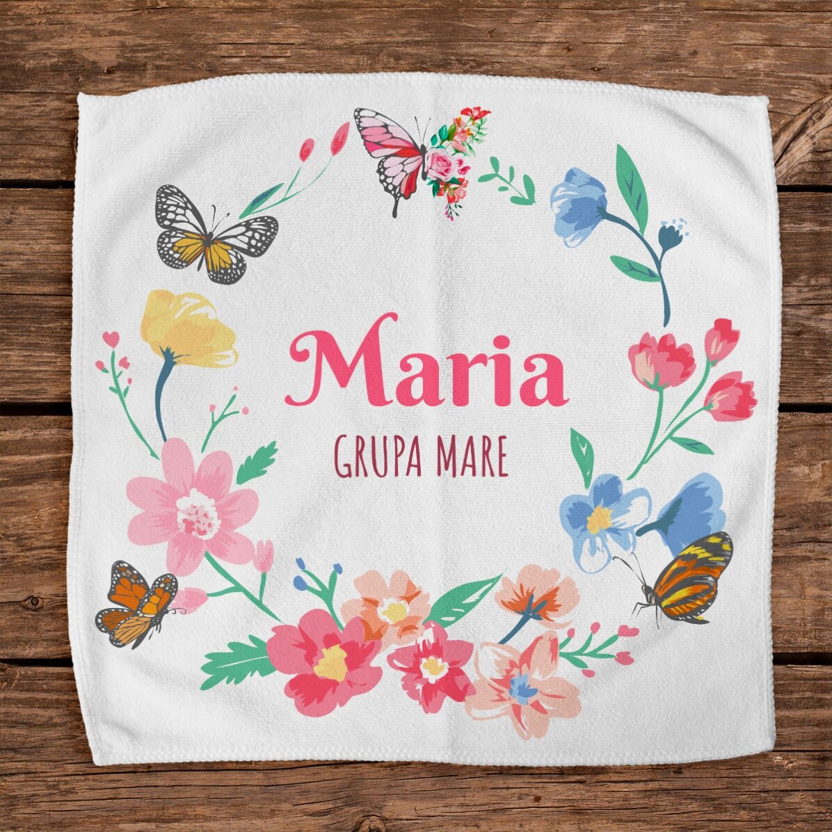 Personalised towel with text - Colourful butterflies