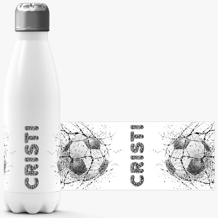 Thermos with white base personalised with name - Football