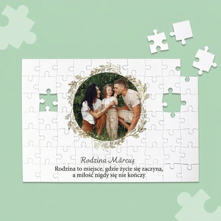 Spersonalizowana układanka ze zdjęciem i napisem, 28 x 19 cm – Rodzina