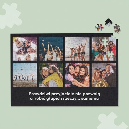 Spersonalizowana układanka z 8 zdjęciami i tekstem, 36 x 24 cm