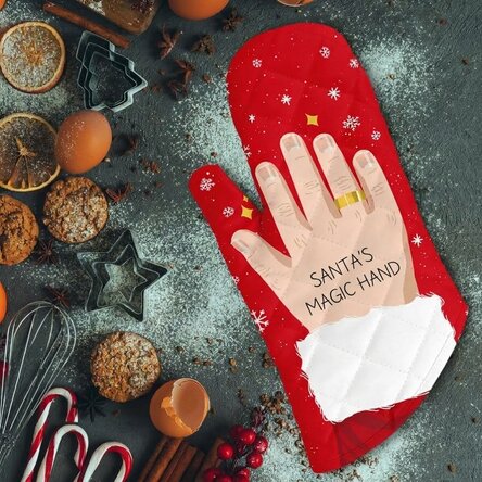 Personalised oven glove with text - Santa's magic hand