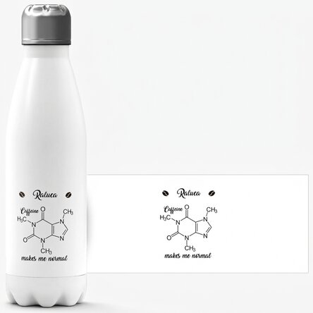 Termos z białą podstawą, spersonalizowany imieniem – Chemistry