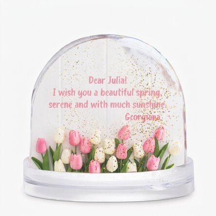 Personalised desk globe with photo and text - Have a wonderful spring!