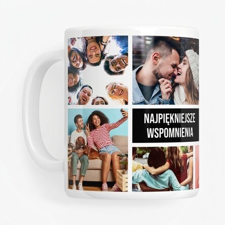 Spersonalizowany kubek z 8 zdjęciami i napisem – Najpiękniejsze wspomnienia