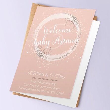 Spersonalizowana kartka z napisem – „Welcome, baby!”