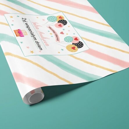Papier do pakowania prezentów z indywidualnym napisem – Kids