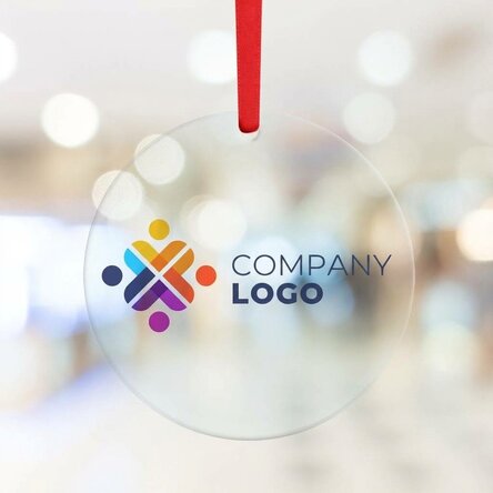 Okrągła ozdoba z nadrukiem logo