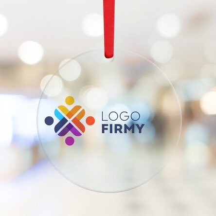 Okrągła ozdoba z nadrukiem logo