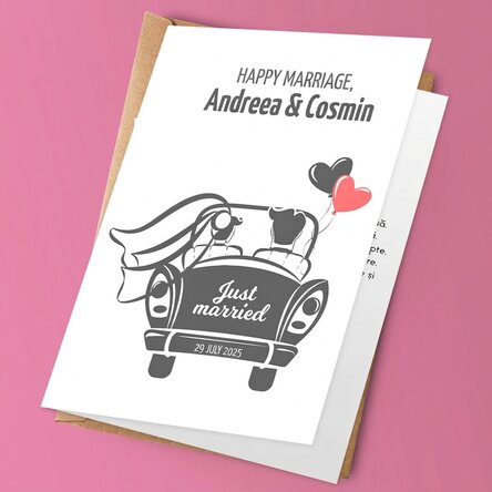 Spersonalizowana kartka z napisem – „Just married”