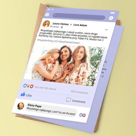 Spersonalizowana kartka z życzeniami – post na Facebooku