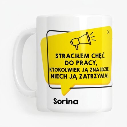 Spersonalizowany kubek z napisem – Ogłoszenie