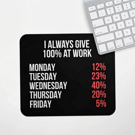 Personalised mouse pad with text - 100% at work