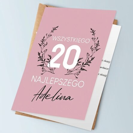 Spersonalizowana kartka urodzinowa z tekstem – motyw kwiatowy