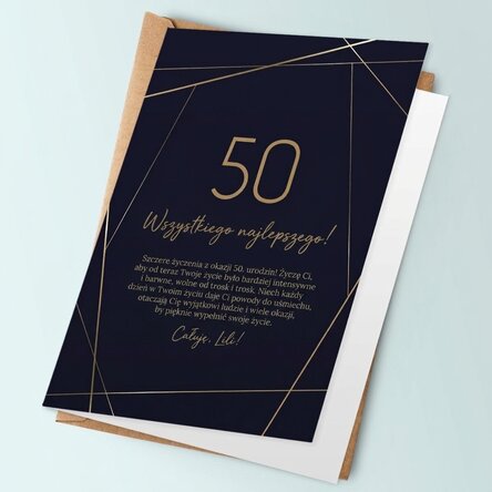 Spersonalizowana kartka z życzeniami z tekstem – Golden 50
