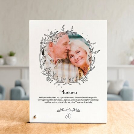 Spersonalizowana ramka na zdjęcia na biurko ze zdjęciem i napisem – Floral
