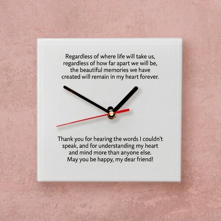 Personalised square clock with message