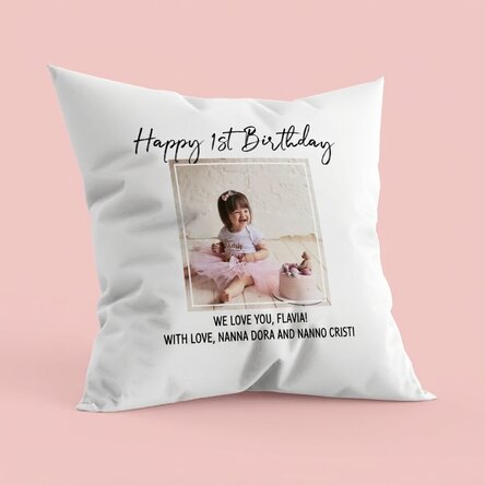 Personalised cushion with a photo and text - Happy Birthday