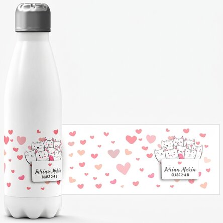 Thermos with white base personalised with name - Kitty