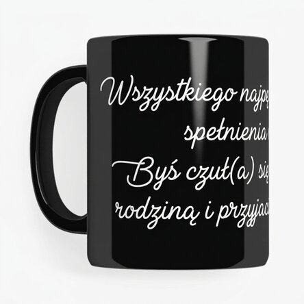 Spersonalizowany czarny kubek z napisem