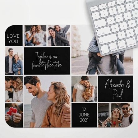 Personalised XL mouse pad with 9 photos and text - Memories