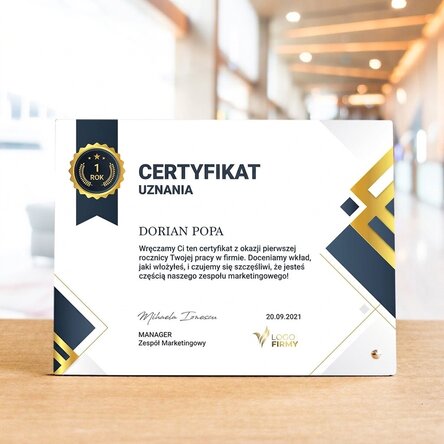 Spersonalizowana ramka na zdjęcia na biurko z logo i napisem – Wyraz uznania dla pracowników