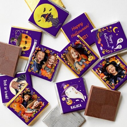 Zestaw 10 mini czekoladek z indywidualnym nadrukiem zdjęć i tekstu – Halloween