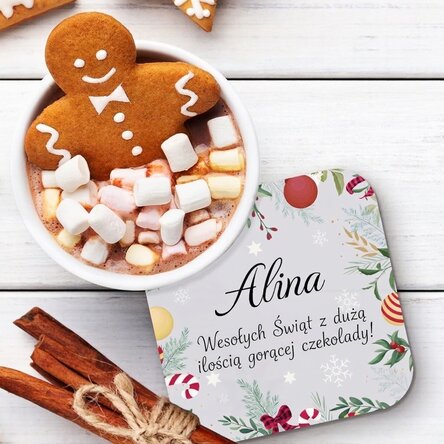 Spersonalizowana podkładka pod kubek z napisem – Christmas