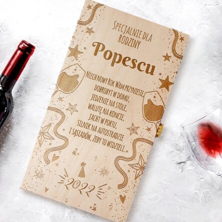 Spersonalizowane pudełko na wino na dwie butelki z dedykacją – Nowy Rok