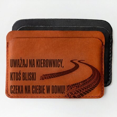 Spersonalizowany portfel skórzany z napisem – Uwaga!