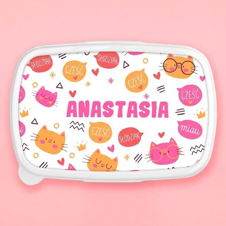 Pudełko na lunch, pojemnik z imieniem – Hello cuties