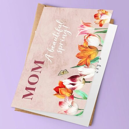 Personalised greeting card with text - Tulips