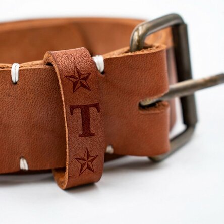 Personalised leather belt with initial - Stars