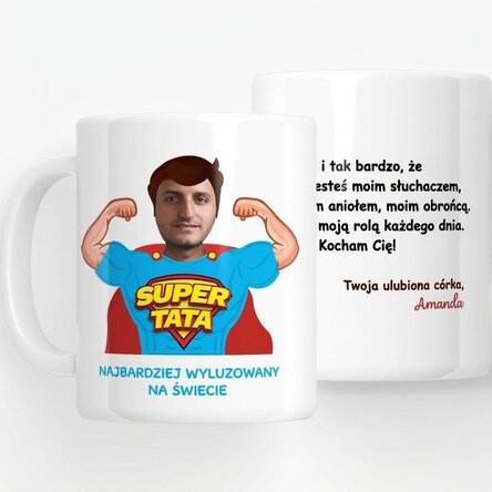 Spersonalizowany kubek ze zdjęciem i napisem – Tata, mój bohater