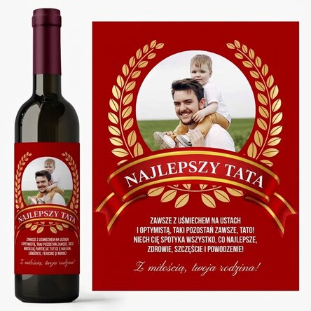Wino z indywidualnym napisem i zdjęciem dla taty – Najlepszy tata