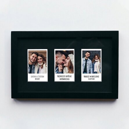 Spersonalizowany obrazek z 3 zdjęciami w stylu polaroidowym i napisem