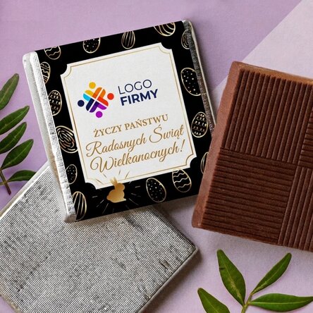 Mini czekoladki z indywidualnym nadrukiem logo i wiadomością – jajka wielkanocne