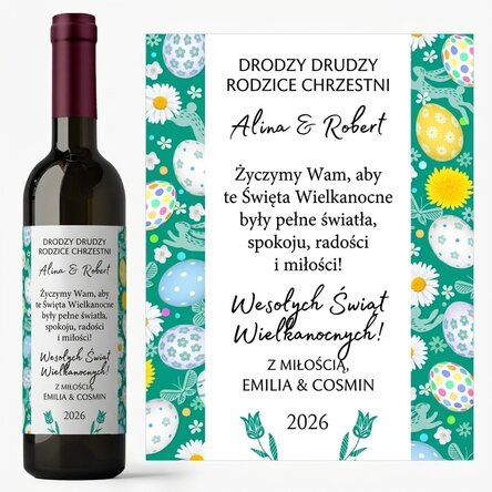 Wino z indywidualnym napisem – życzenia wielkanocne